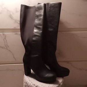 Mix No.6 "M6-ZENAH" Black SM GRN NAPA PU/NEOPR Knee Length Platform Boots